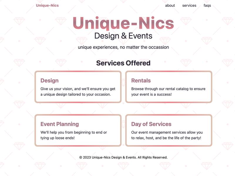 Screenshot of the Unique-Nics homepage